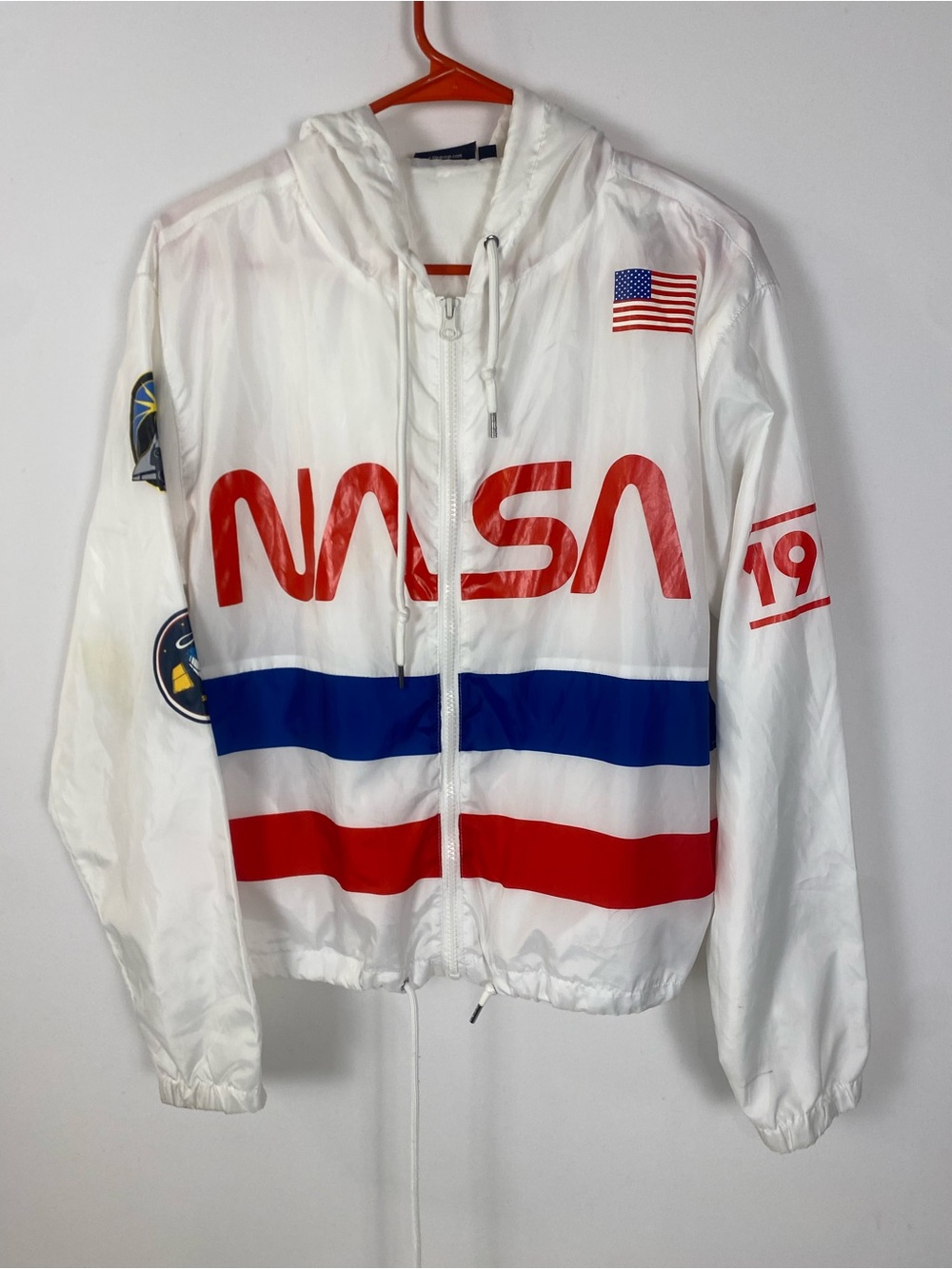 NASA Lightweight Zipper Hooded Jacket Windbreaker by Chemistry Size Large